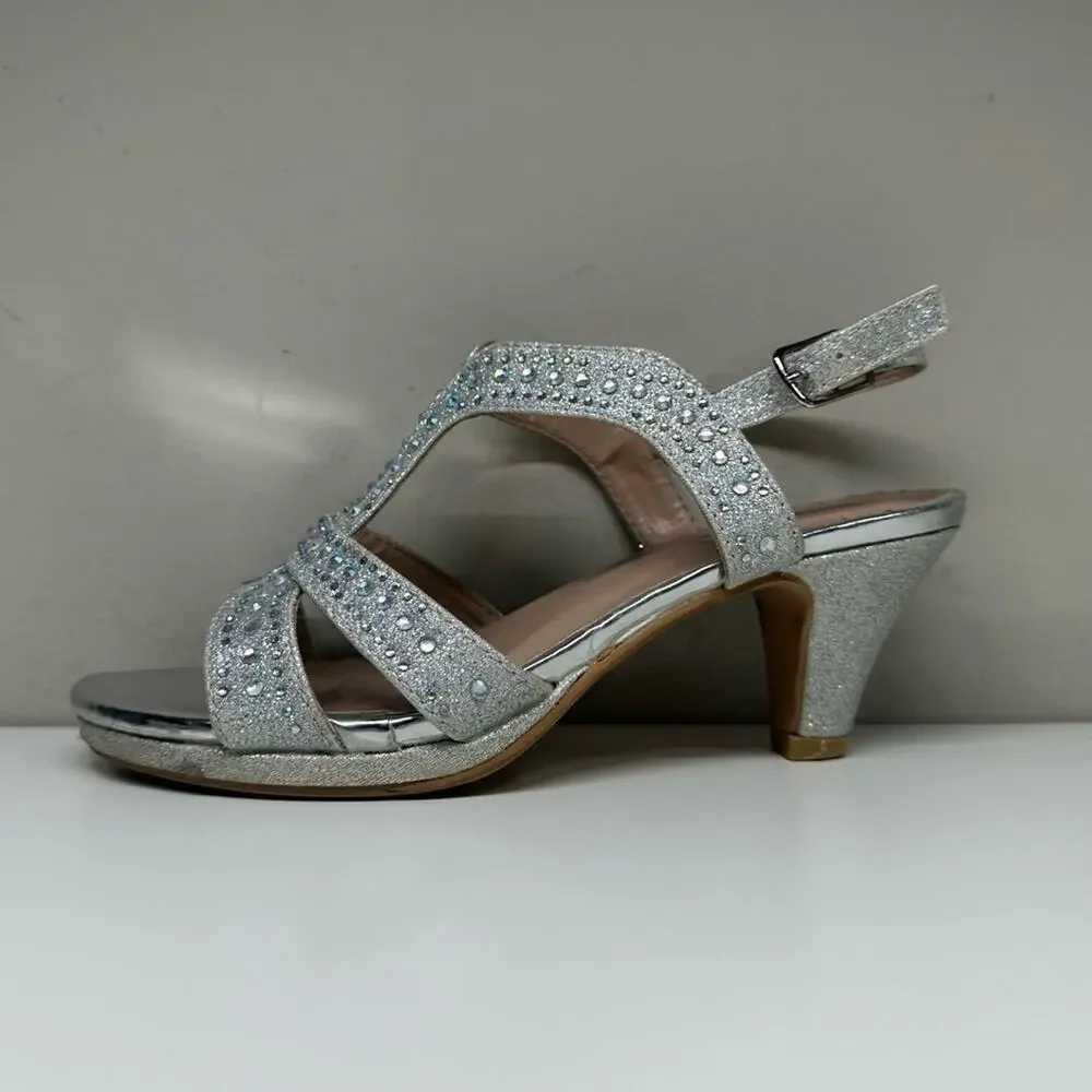 GUC | Link | Metallic Strappy Dress Heels | Silver | Girls Size 3